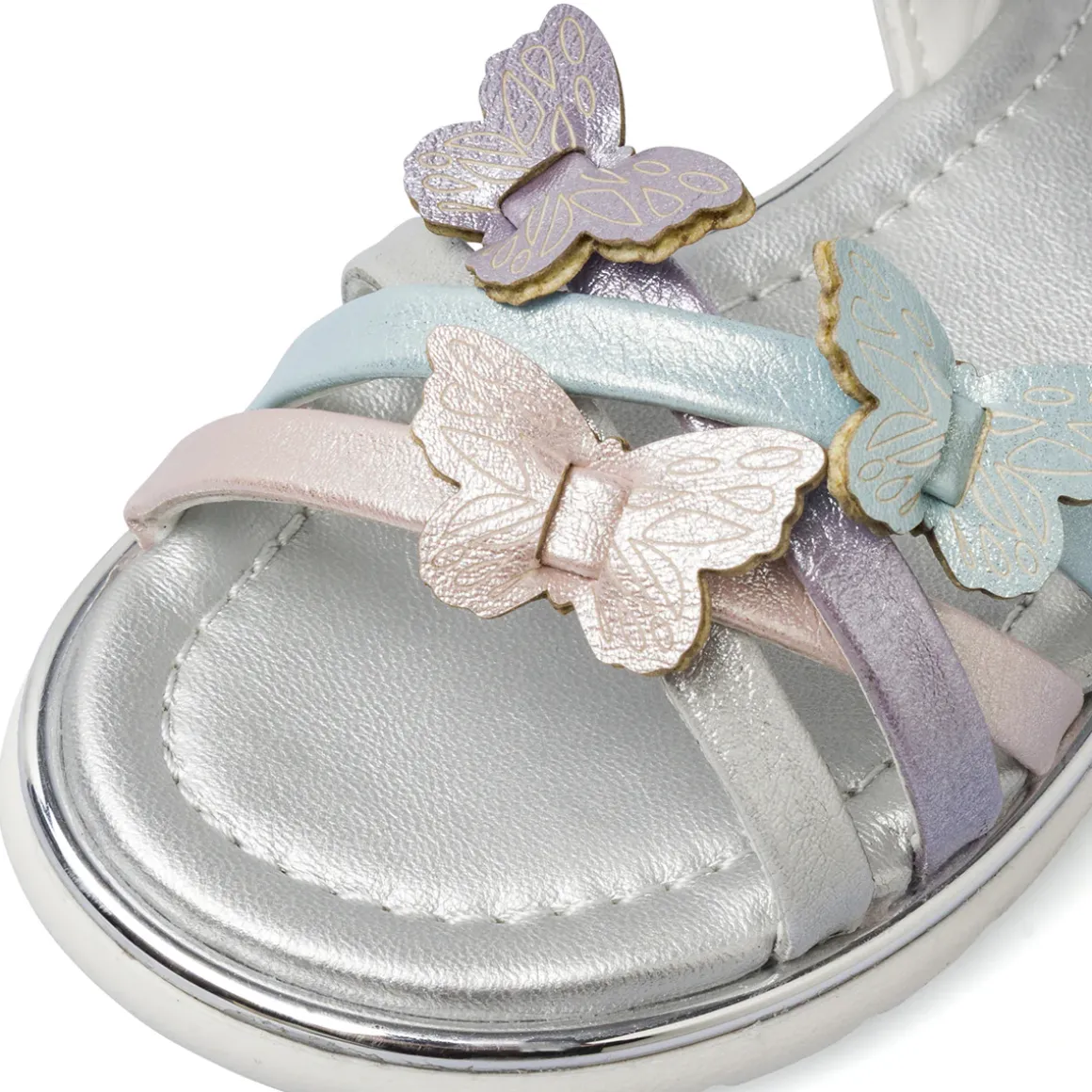 Sandali argento da Bambina con farfalle multicolor Le scarpe di Alice