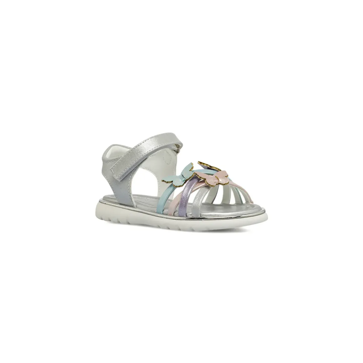 Sandali argento da Bambina con farfalle multicolor Le scarpe di Alice