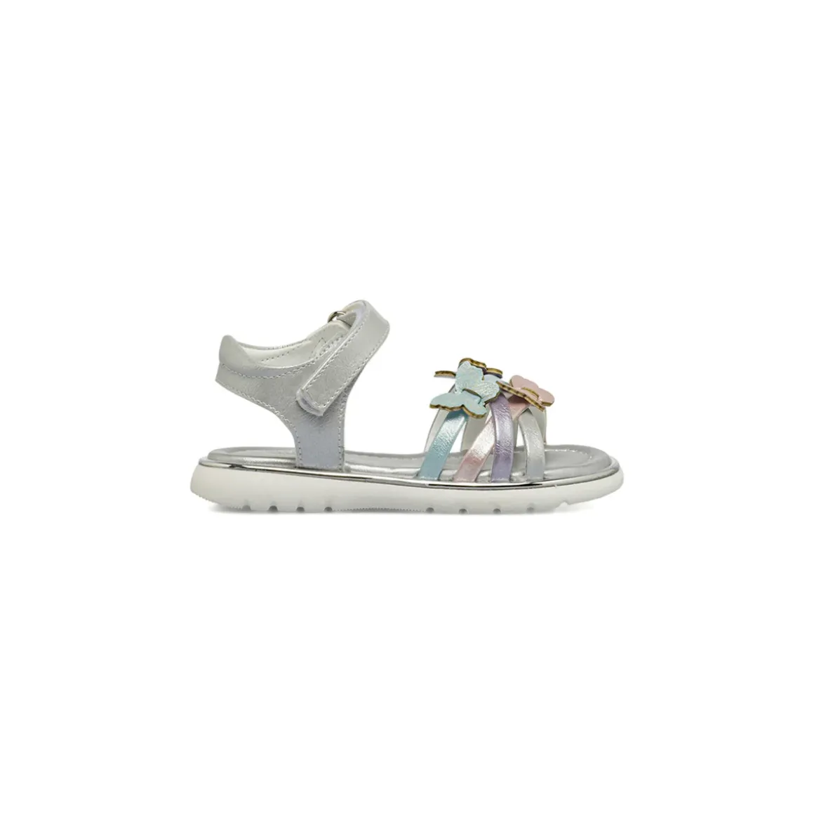 Sandali argento da Bambina con farfalle multicolor Le scarpe di Alice