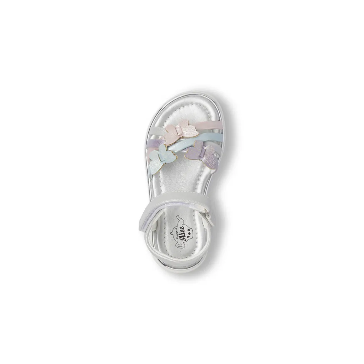 Sandali argento da Bambina con farfalle multicolor Le scarpe di Alice