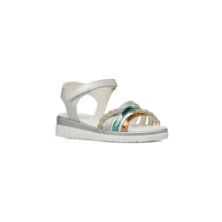 Sandali argento da Bambina Dieci Baci con dettagli multicolore