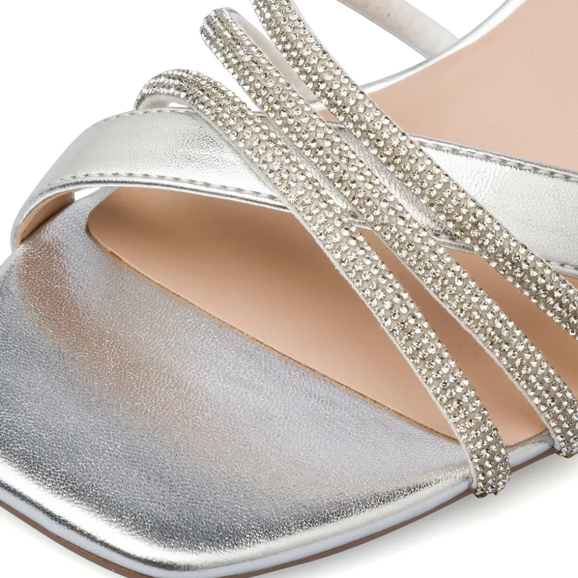 Sandali argento da donna con inserti in strass gioiello e tacco a stiletto 8,5 cm Swish Jeans