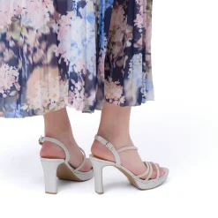 Sandali Argento da Donna con tacco 9 cm e dettaglio gioiello Lora Ferres