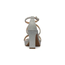 Sandali argento da donna con tacco 9 cm e dettaglio gioiello glitter strass Lora Ferres