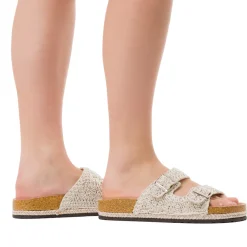 Sandali argento da Donna con tramatura effetto crochet Lora Ferres