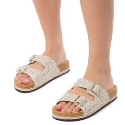 Sandali argento da Donna con tramatura effetto crochet Lora Ferres