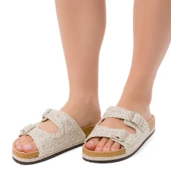 Sandali argento da Donna con tramatura effetto crochet Lora Ferres