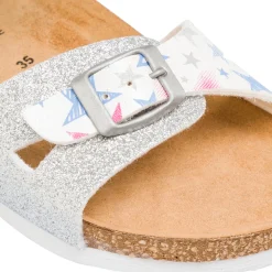 Sandali Argento Glitter da Bambina e Ragazza con stampa stelle e doppia fibbia Settenote
