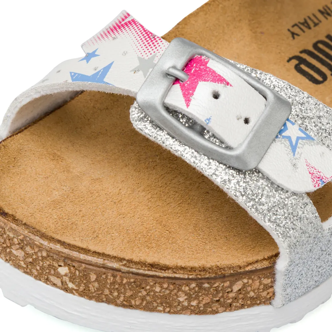 Sandali argento glitter da Bambina con stampa stelle Settenote