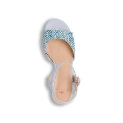 Sandali azzurri da Donna con tacco 6 cm effetto rafia Swish Jeans