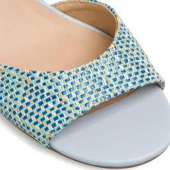 Sandali azzurri da Donna con tacco 6 cm effetto rafia Swish Jeans
