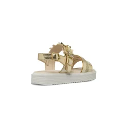 Sandali Bambina color Oro con fiori decorativi e glitter Dieci Baci