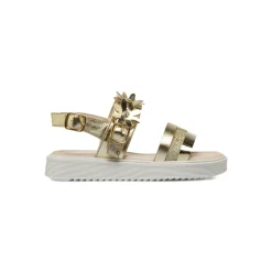 Sandali Bambina color Oro con fiori decorativi e glitter Dieci Baci