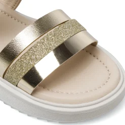 Sandali Bambina color Oro con fiori decorativi e glitter Dieci Baci