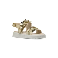 Sandali Bambina color Oro con fiori decorativi e glitter Dieci Baci
