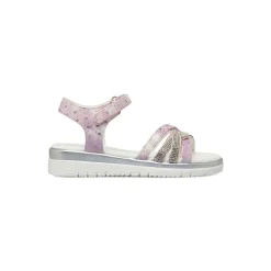 Sandali Bambina Rosa e lilla con fasce incrociate e strass Dieci Baci