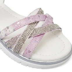 Sandali Bambina Rosa e lilla con fasce incrociate e strass Dieci Baci