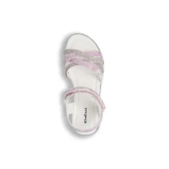 Sandali Bambina Rosa e lilla con fasce incrociate e strass Dieci Baci