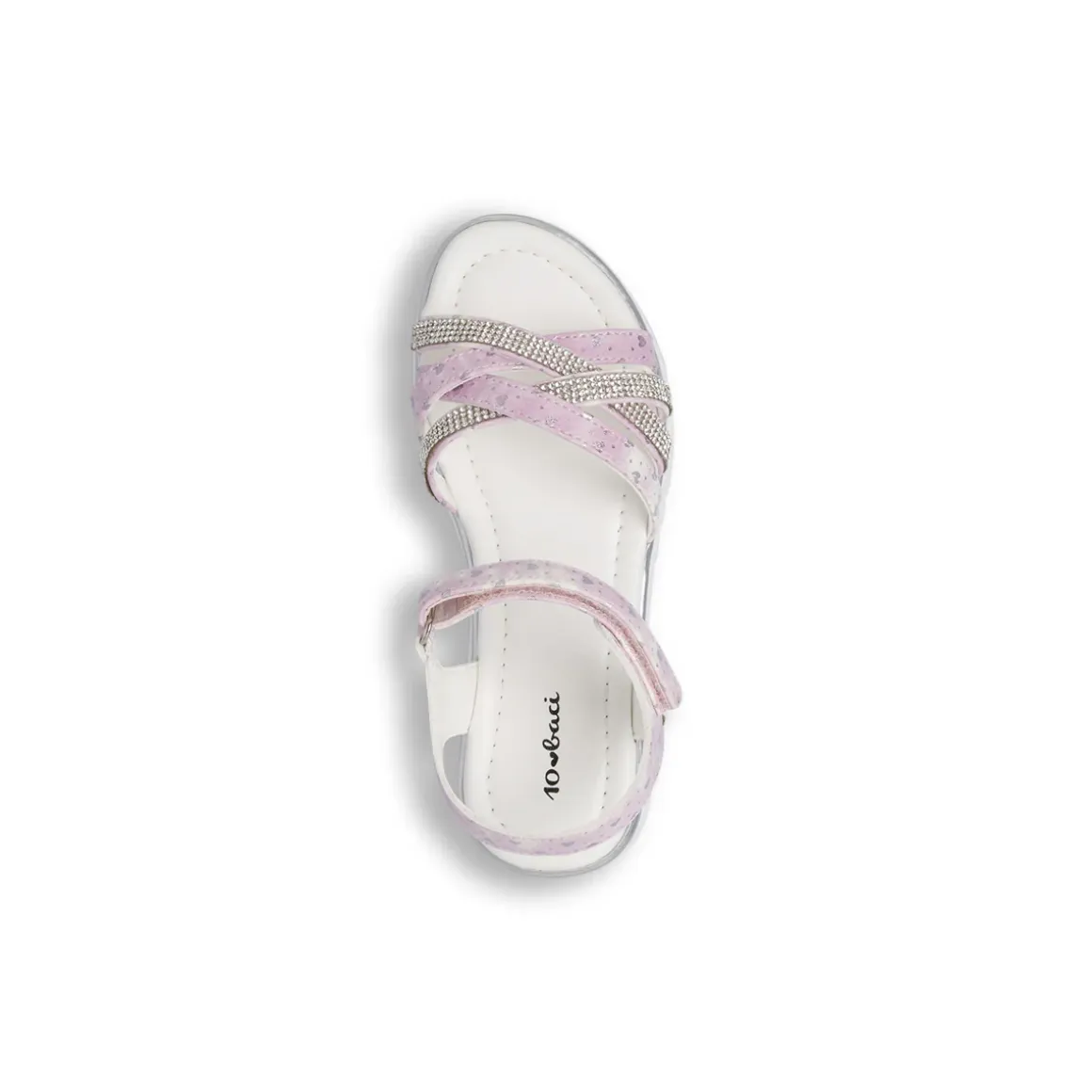 Sandali Bambina Rosa e lilla con fasce incrociate e strass Dieci Baci
