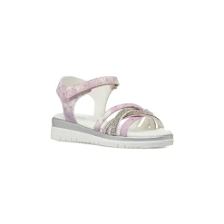 Sandali Bambina Rosa e lilla con fasce incrociate e strass Dieci Baci