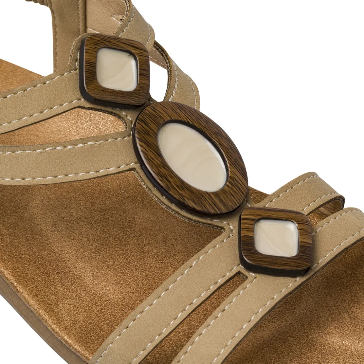Sandali bassi da Donna beige con dettagli gioiello Swish Jeans