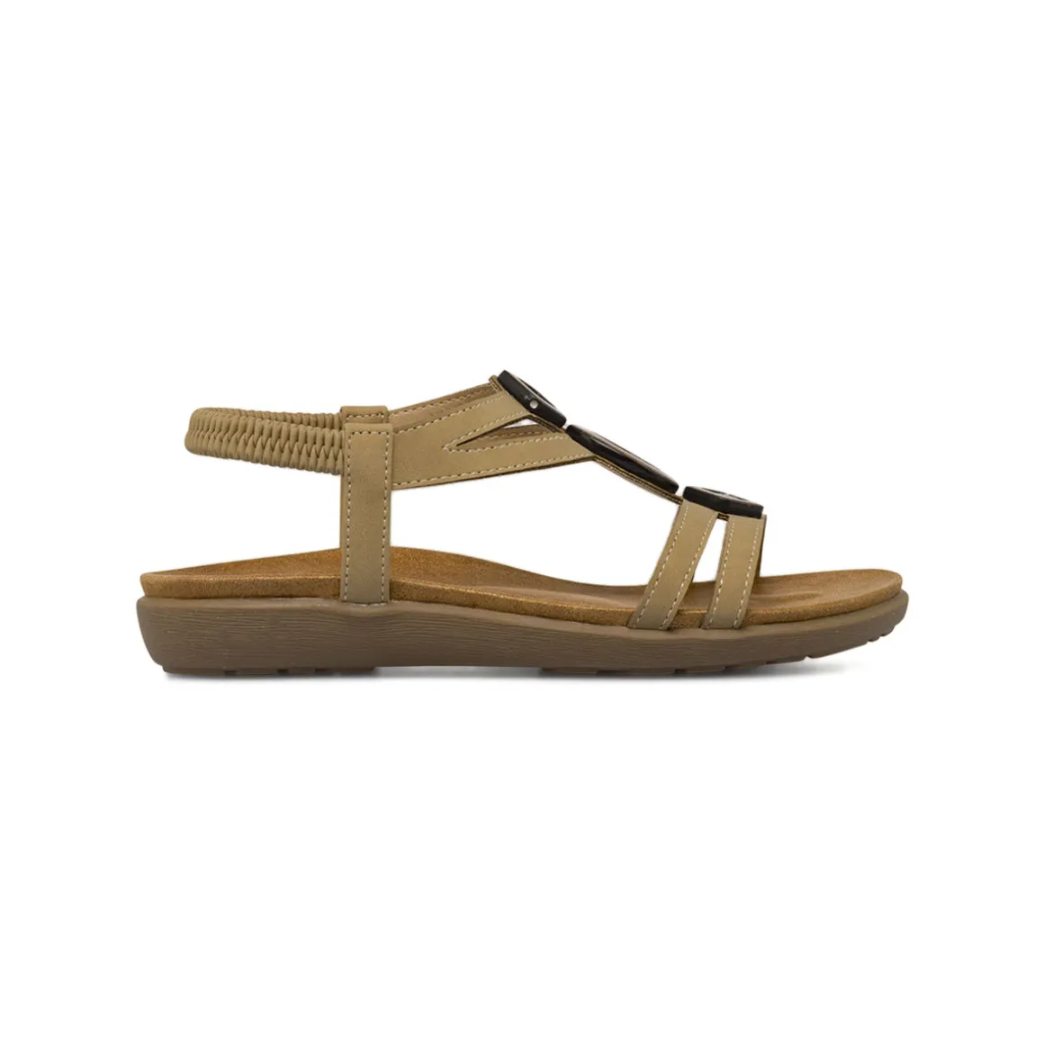 Sandali bassi da Donna beige con dettagli gioiello Swish Jeans
