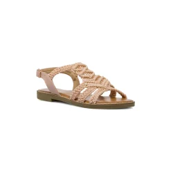 Sandali bassi da Donna beige in tessuto effetto macramè Lora Ferres