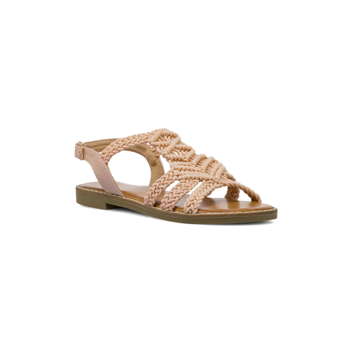 Sandali bassi da Donna beige in tessuto effetto macramè Lora Ferres
