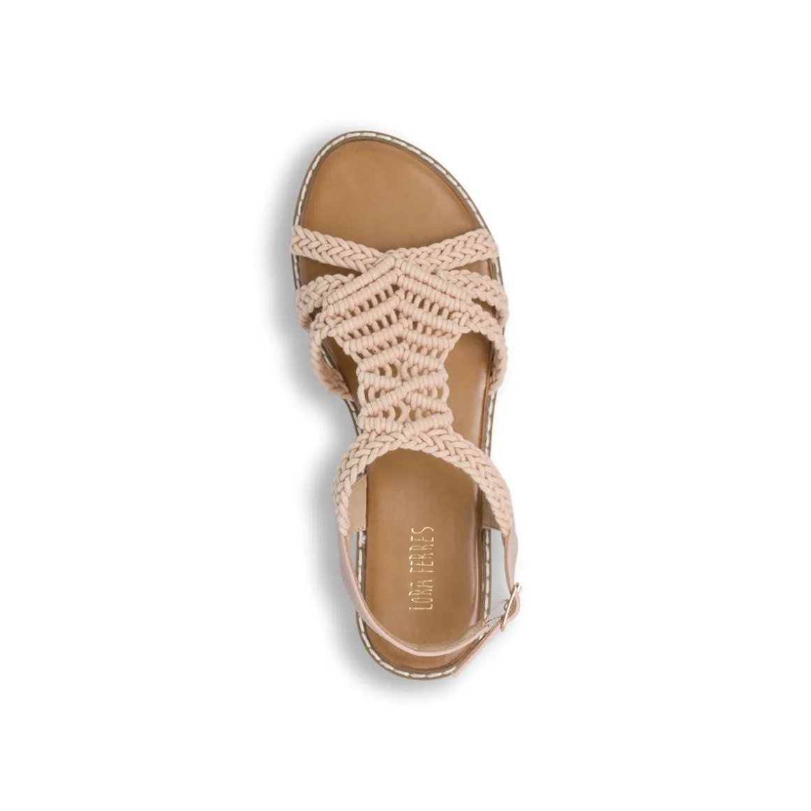 Sandali bassi da Donna beige in tessuto effetto macramè Lora Ferres