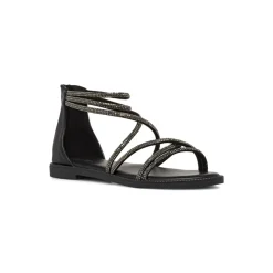 Sandali bassi eleganti da Donna neri con strass e zip Lora Ferres