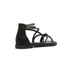 Sandali bassi eleganti da Donna neri con strass e zip Lora Ferres