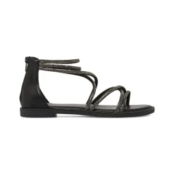 Sandali bassi eleganti da Donna neri con strass e zip Lora Ferres