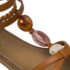 Sandali bassi marroni da Donna con pietre decorative Lora Ferres