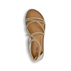Sandali bassi oro da Donna eleganti con strass e zip Lora Ferres