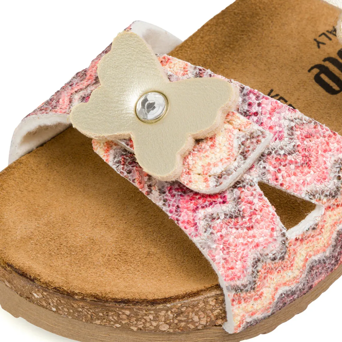 Sandali Beige da Bambina e Ragazza con Farfalla e cinturino con fibbia Regolabile Settenote
