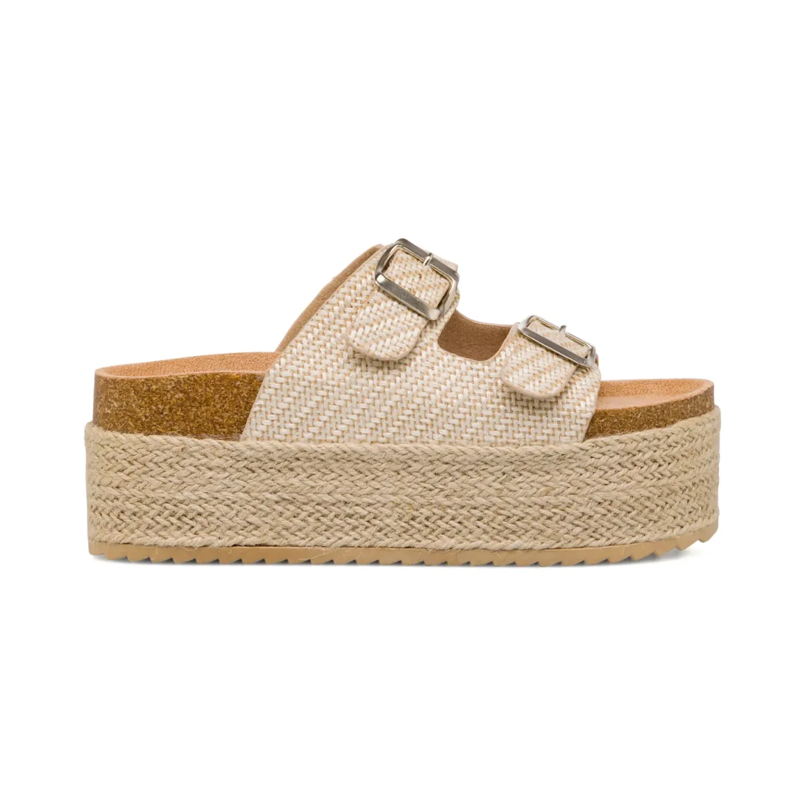Sandali Beige da Donna con doppia fibbia effetto Rafia Lora Ferres