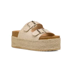 Sandali Beige da Donna con doppia fibbia effetto Rafia Lora Ferres
