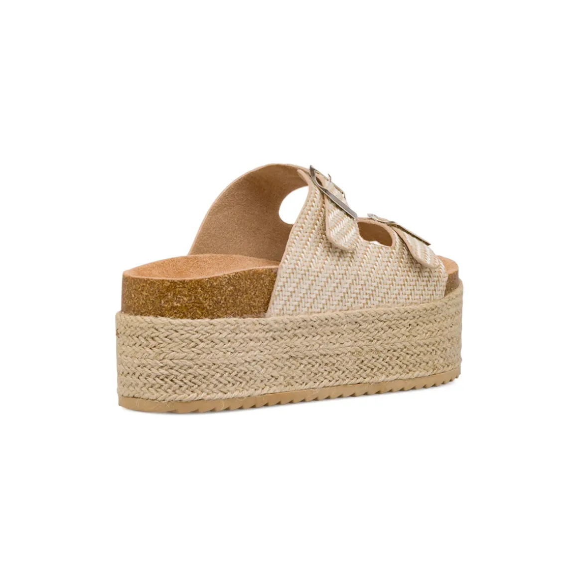 Sandali Beige da Donna con doppia fibbia effetto Rafia Lora Ferres