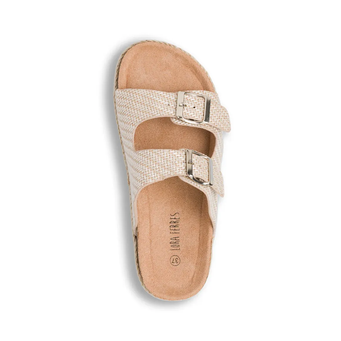 Sandali Beige da Donna con doppia fibbia effetto Rafia Lora Ferres