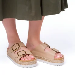 Sandali Beige da Donna con suola Platform in rafia Lora Ferres