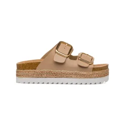Sandali Beige da Donna con suola Platform in rafia Lora Ferres