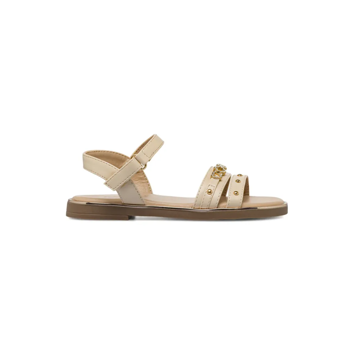 Sandali beige da Ragazza con charms strass e borchie Dieci Baci