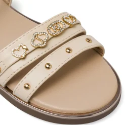 Sandali beige da Ragazza con charms strass e borchie Dieci Baci