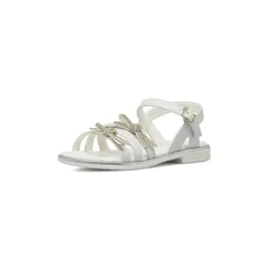 Sandali Bianchi Bambina con fiocchi di strass bordo argento Dieci Baci