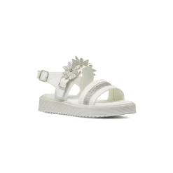 Sandali Bianchi Bambina con fiori glitterati Dieci Baci