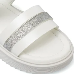 Sandali Bianchi Bambina con fiori glitterati Dieci Baci