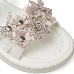 Sandali bianchi Bambina con fiori e farfalle glitter Le scarpe di Alice