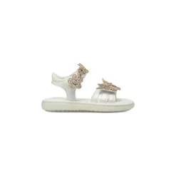 Sandali bianchi Bambina con fiori e farfalle glitter Le scarpe di Alice