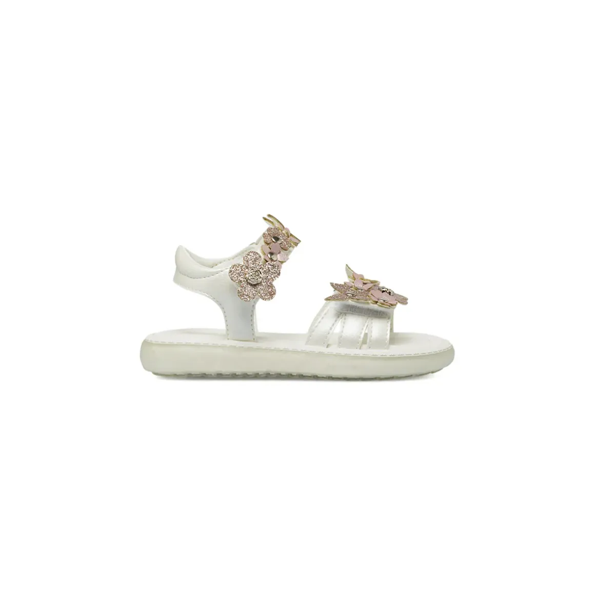 Sandali bianchi Bambina con fiori e farfalle glitter Le scarpe di Alice