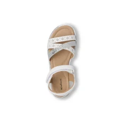 Sandali Bianchi Bambina con fasce glitter e fiori traforati Dieci Baci